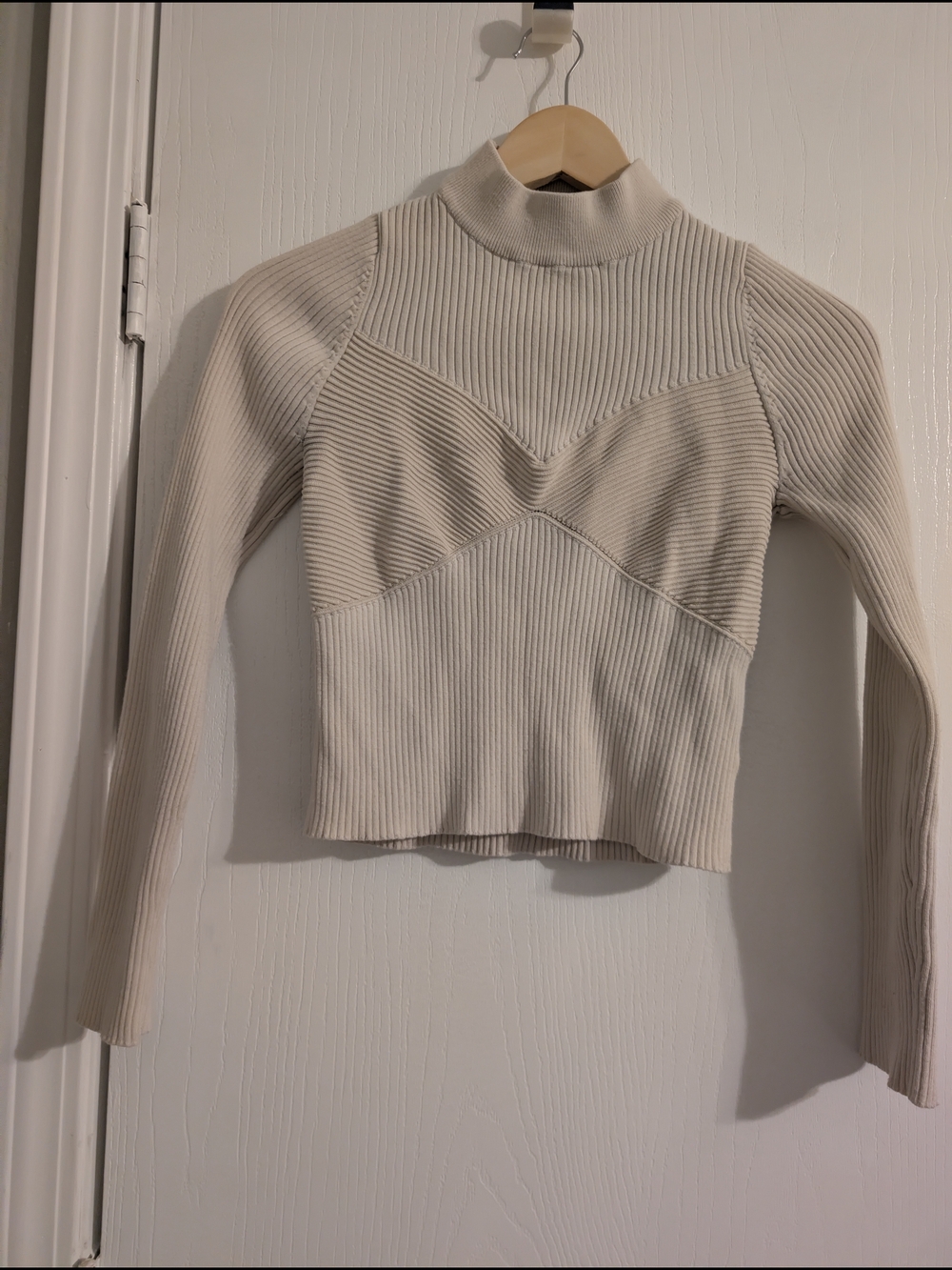Lush Cream Ribbed Mock Neck Top